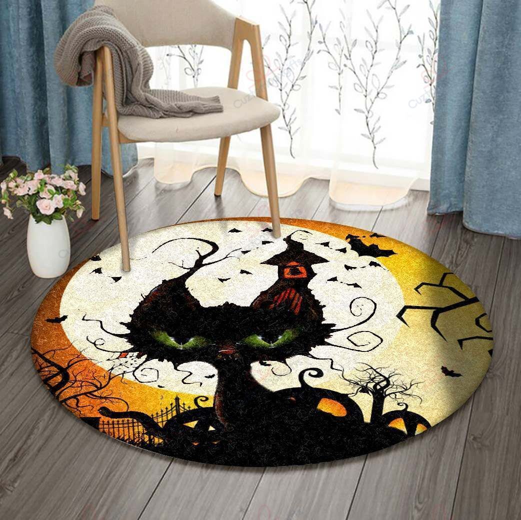 Moon Night Cat Round Carpet Floor Rug Living Room Bedroom Decor Round Area Rug Carpet Moon Night Cat Round Carpet Floor Rug Living Room Bedroom Decor Round Area Rug Carpet