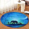 Moon Night Elephants Pattern Round Carpet Floor Rug Living Room Bedroom Decor Round Area Rug Carpet