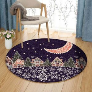 Moon Night Round Carpet Floor Rug Living Room Bedroom Decor Round Area Rug Carpet