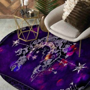 Moon Pattern Round Carpet Floor Rug Living Room Bedroom Decor Round Area Rug Carpet