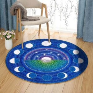 Moon Phase Mandala Round Carpet Floor Rug Living Room Bedroom Decor Round Area Rug Carpet