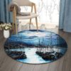 Moonlight Over Port Of Spain Round Carpet Floor Rug Living Room Bedroom Decor Round Area Rug Carpet