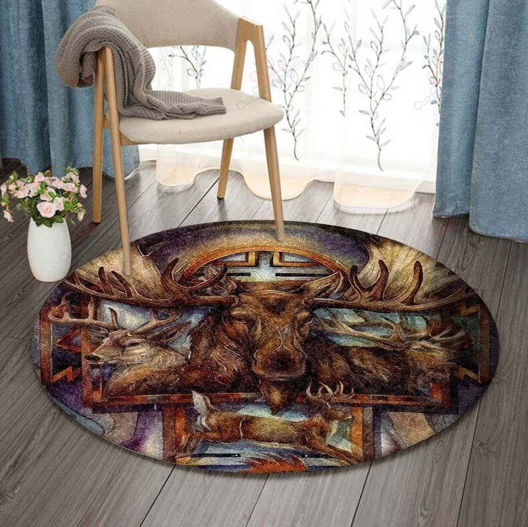 Moose And Deer Round Carpet Floor Rug Living Room Bedroom Decor Round Area Rug Carpet Moose And Deer Round Carpet Floor Rug Living Room Bedroom Decor Round Area Rug Carpet
