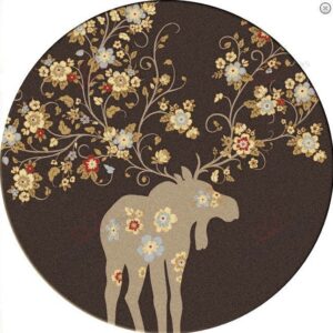 Moose Blossom Round Carpet Floor Rug Living Room Bedroom Decor Round Area Rug Carpet