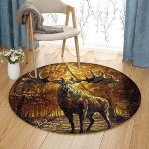 Moose Round Carpet Floor Rug Living Room Bedroom Decor Round Area Rug Carpet