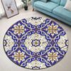Moroccan Pattern Round Carpet Floor Rug Living Room Bedroom Decor Round Area Rug Carpet