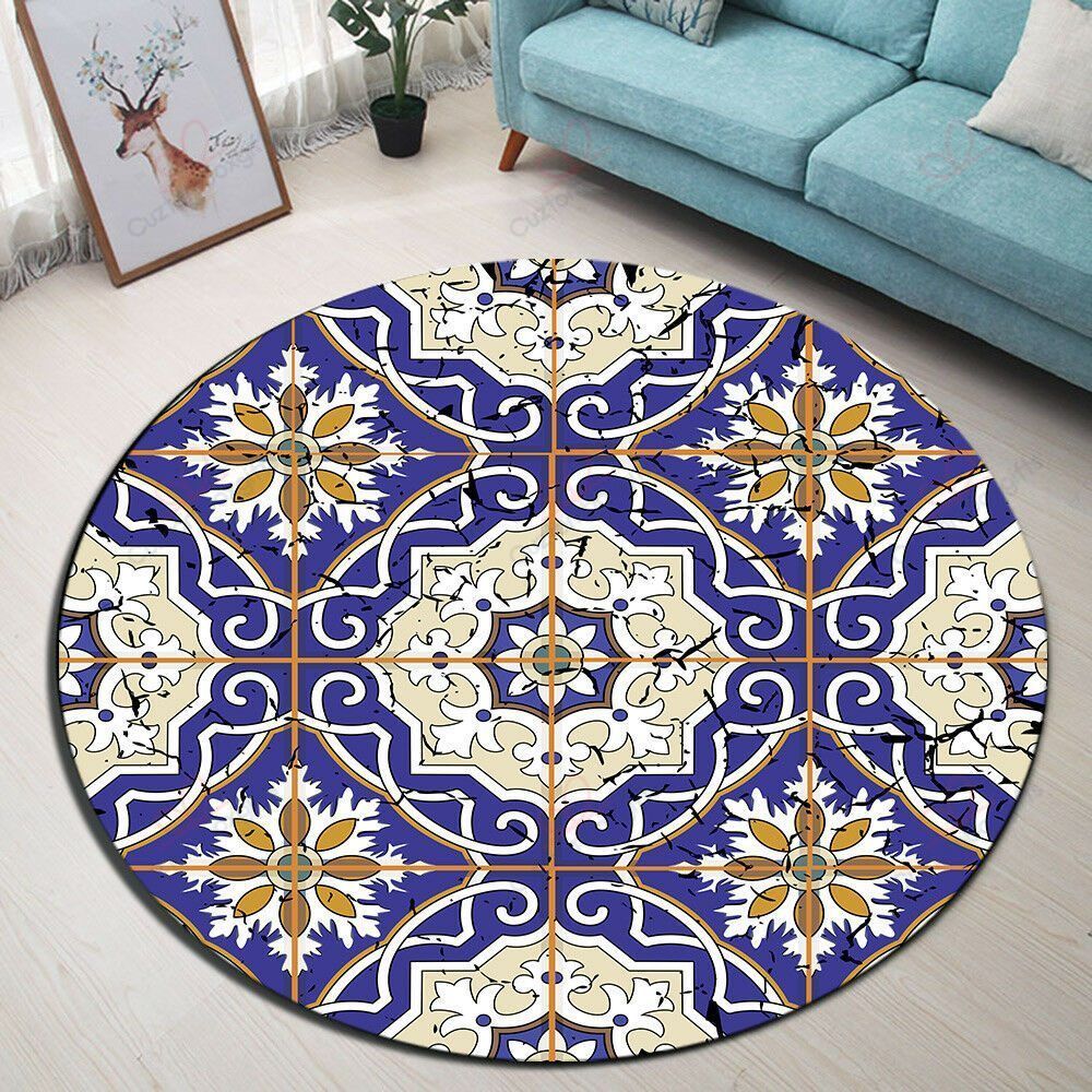 Moroccan Pattern Round Carpet Floor Rug Living Room Bedroom Decor Round Area Rug Carpet Moroccan Pattern Round Carpet Floor Rug Living Room Bedroom Decor Round Area Rug Carpet