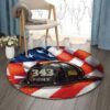 Mortar Hat American Flag Round Carpet Floor Rug Living Room Bedroom Decor Round Area Rug Carpet