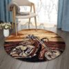Motorcycle Round Carpet Floor Rug Living Room Bedroom Decor Round Area Rug Carpet