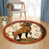 Mountain Goat Round Carpet Floor Rug Living Room Bedroom Decor Round Area Rug Carpet