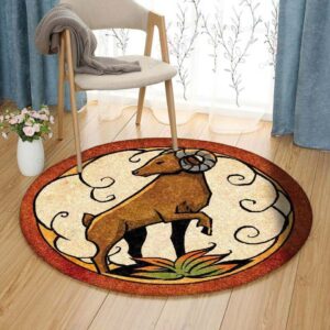 Mountain Goat Round Carpet Floor Rug Living Room Bedroom Decor Round Area Rug Carpet
