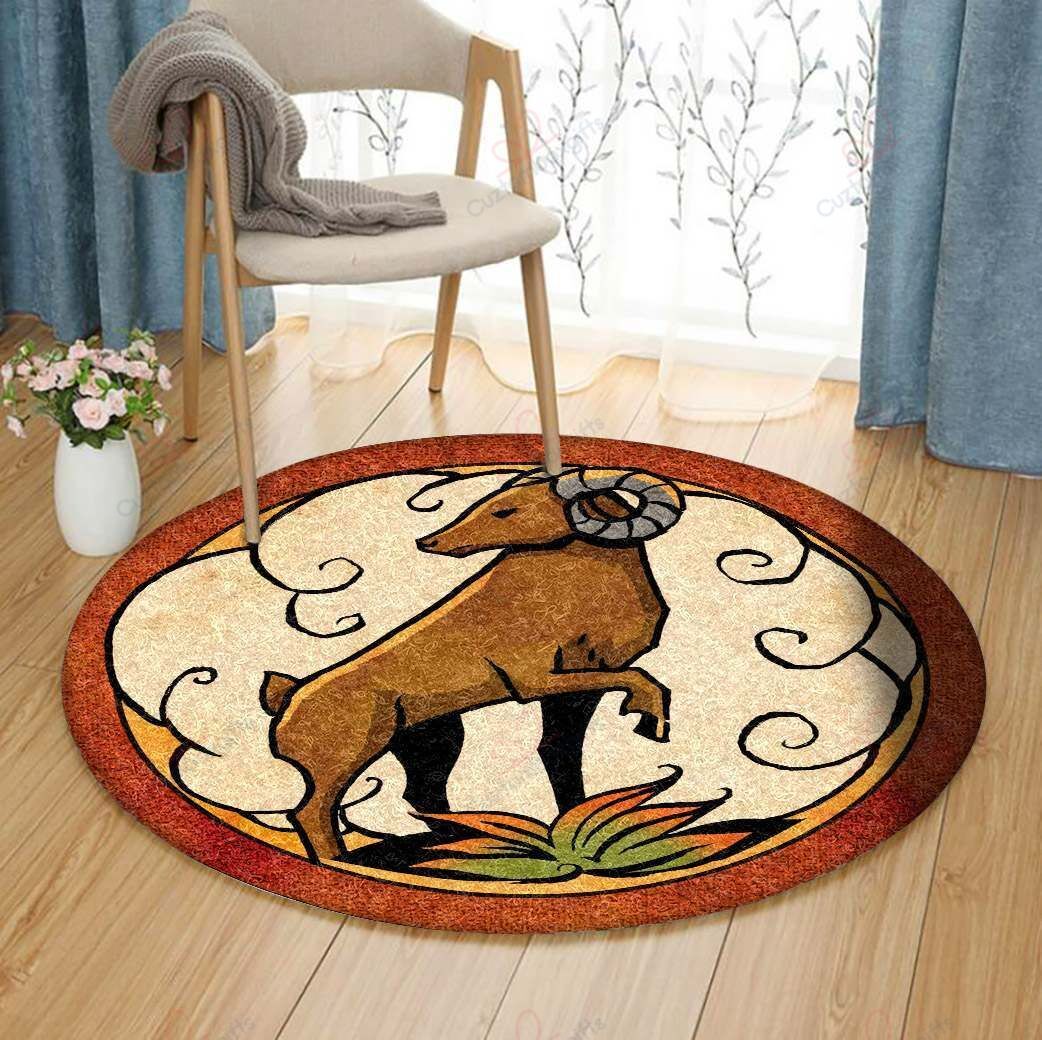 Mountain Goat Round Carpet Floor Rug Living Room Bedroom Decor Round Area Rug Carpet Mountain Goat Round Carpet Floor Rug Living Room Bedroom Decor Round Area Rug Carpet