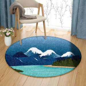 Mountain Round Carpet Floor Rug Living Room Bedroom Decor Round Area Rug Carpet