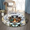Mr Tiger Round Carpet Floor Rug Living Room Bedroom Decor Round Area Rug Carpet