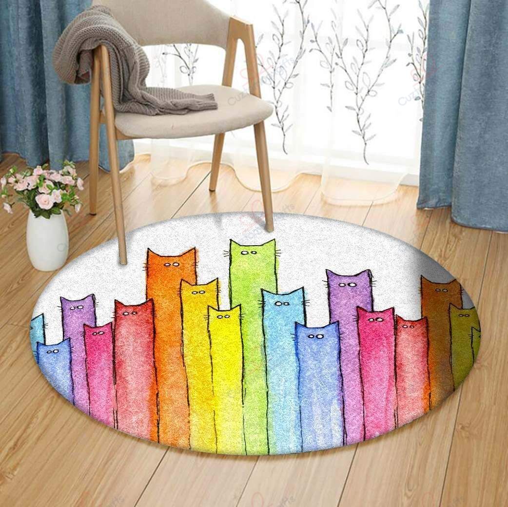 Multi Color Cats Round Carpet Floor Rug Living Room Bedroom Decor Round Area Rug Carpet Multi Color Cats Round Carpet Floor Rug Living Room Bedroom Decor Round Area Rug Carpet