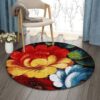Multi Color Flower Round Carpet Floor Rug Living Room Bedroom Decor Round Area Rug Carpet