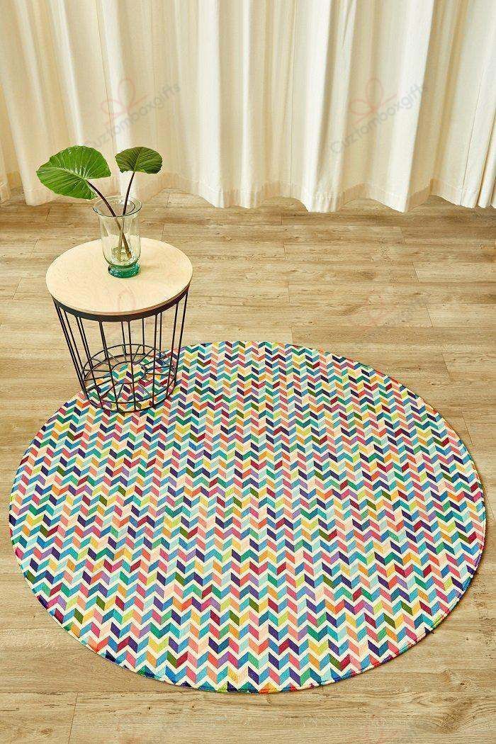 Multi Coloured Chevron Round Carpet Floor Rug Living Room Bedroom Decor Round Area Rug Carpet Multi Coloured Chevron Round Carpet Floor Rug Living Room Bedroom Decor Round Area Rug Carpet