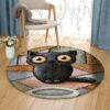 Mump Black Kitty Round Carpet Floor Rug Living Room Bedroom Decor Round Area Rug Carpet