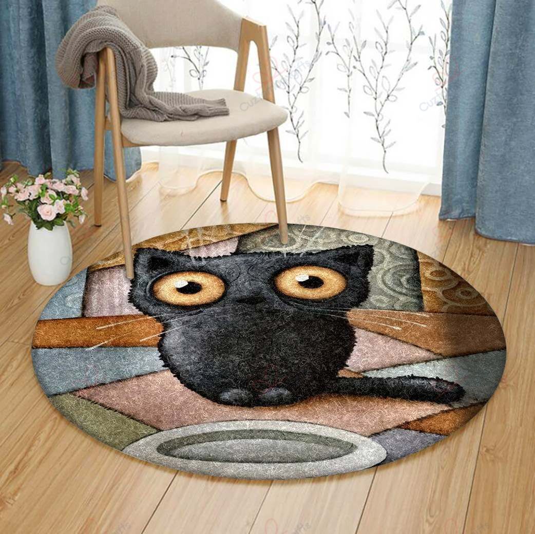 Mump Black Kitty Round Carpet Floor Rug Living Room Bedroom Decor Round Area Rug Carpet Mump Black Kitty Round Carpet Floor Rug Living Room Bedroom Decor Round Area Rug Carpet