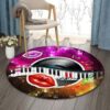Music And Lip Round Carpet Floor Rug Living Room Bedroom Decor Round Area Rug Carpet