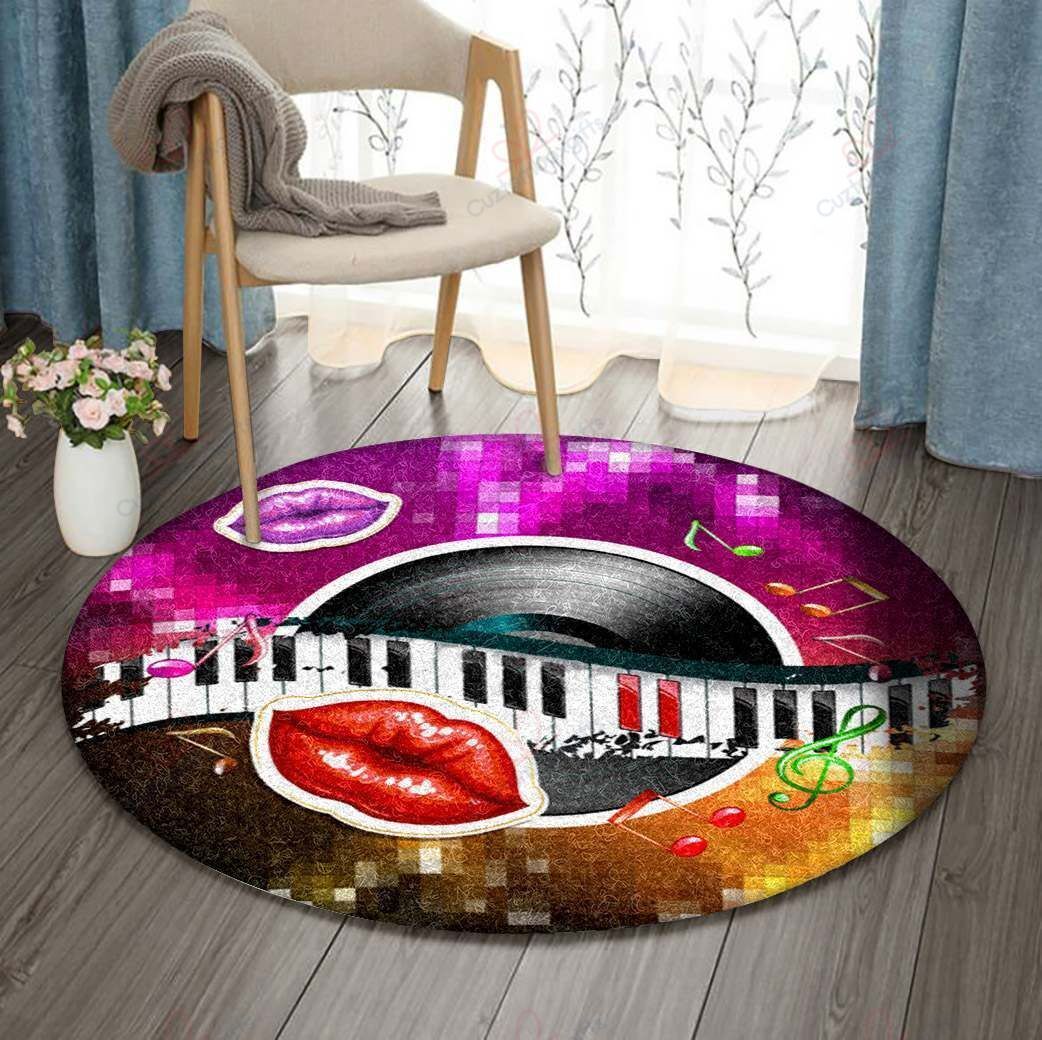 Music And Lip Round Carpet Floor Rug Living Room Bedroom Decor Round Area Rug Carpet Music And Lip Round Carpet Floor Rug Living Room Bedroom Decor Round Area Rug Carpet