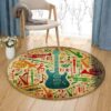 Music And Notes Round Carpet Floor Rug Living Room Bedroom Decor Round Area Rug Carpet