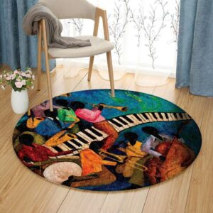 Music Band Painting Round Carpet Floor Rug Living Room Bedroom Decor Round Area Rug Carpet