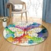 Music Butterfly Round Carpet Floor Rug Living Room Bedroom Decor Round Area Rug Carpet