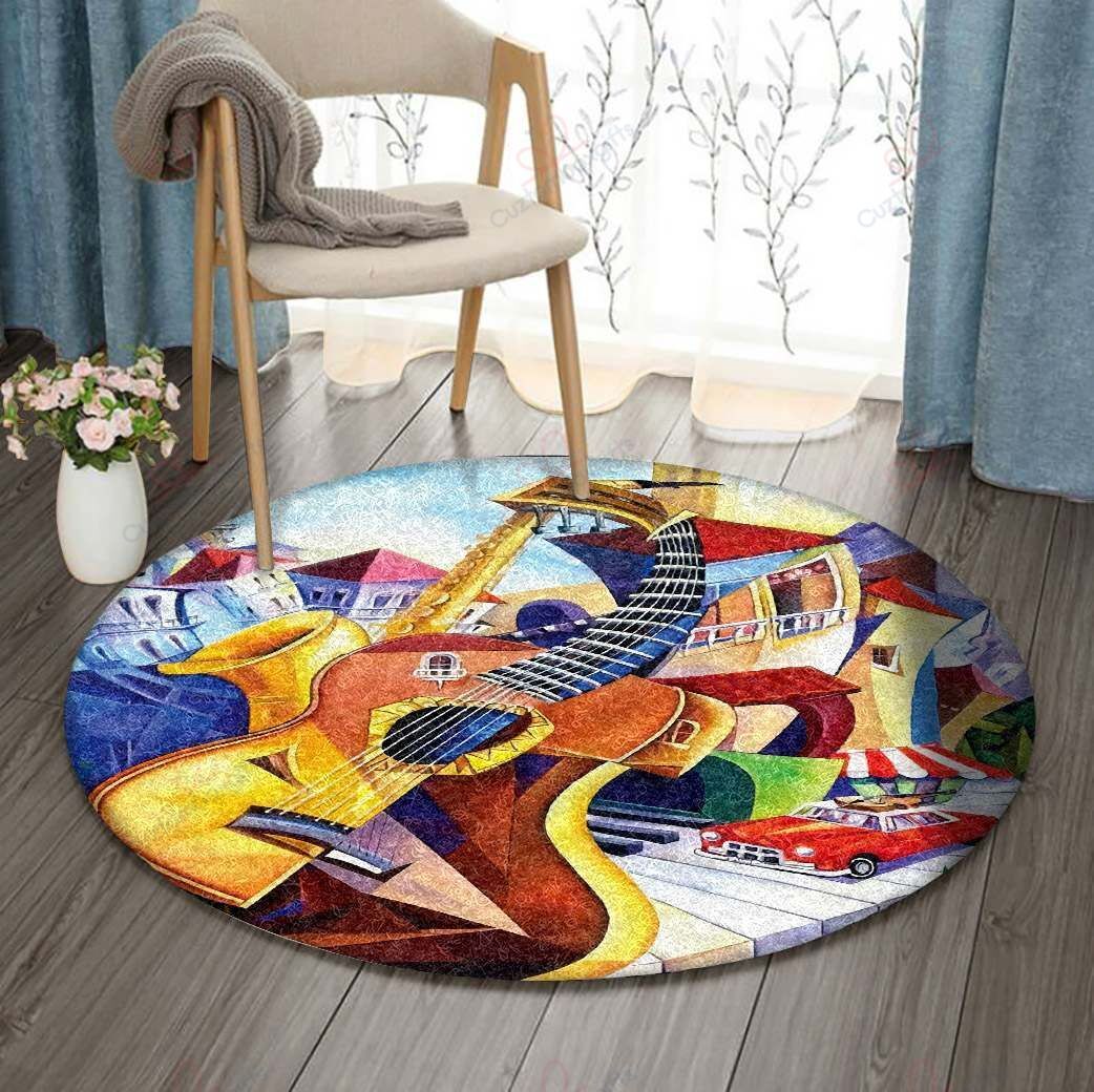 Music City Round Carpet Floor Rug Living Room Bedroom Decor Round Area Rug Carpet Music City Round Carpet Floor Rug Living Room Bedroom Decor Round Area Rug Carpet