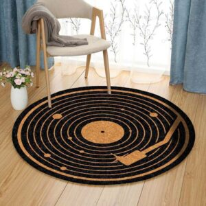 Music Disc Round Carpet Floor Rug Living Room Bedroom Decor Round Area Rug Carpet
