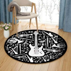 Music Round Carpet Floor Rug Living Room Bedroom Decor Round Area Rug Carpet