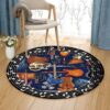 Music Guitar Round Carpet Floor Rug Living Room Bedroom Decor Round Area Rug Carpet
