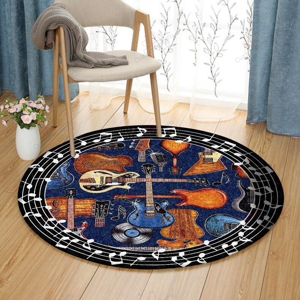 Music Guitar Round Carpet Floor Rug Living Room Bedroom Decor Round Area Rug Carpet Music Guitar Round Carpet Floor Rug Living Room Bedroom Decor Round Area Rug Carpet