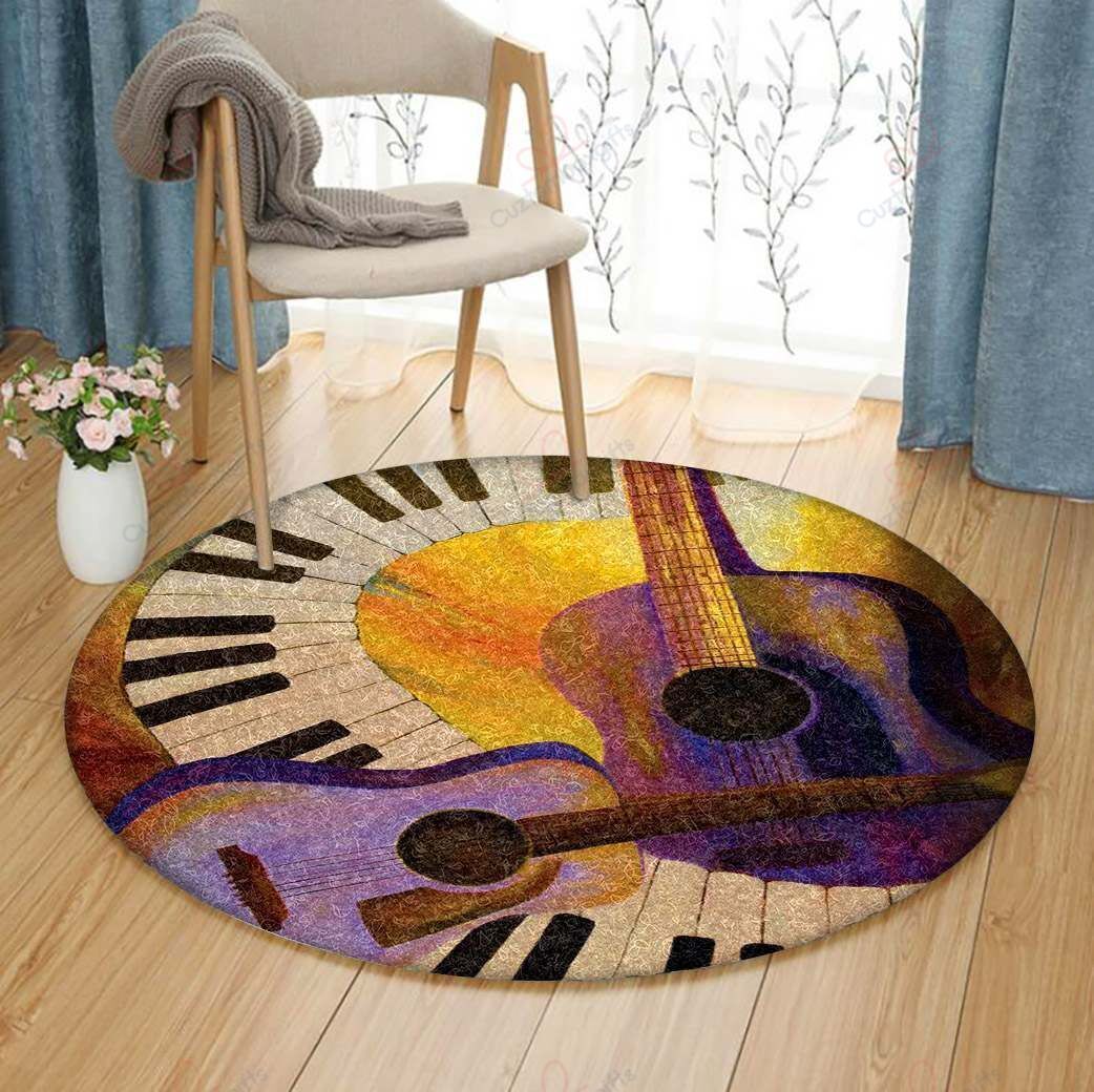 Music Guitar Piano Round Carpet Floor Rug Living Room Bedroom Decor Round Area Rug Carpet Music Guitar Piano Round Carpet Floor Rug Living Room Bedroom Decor Round Area Rug Carpet