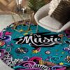 Music Pattern Round Carpet Floor Rug Living Room Bedroom Decor Round Area Rug Carpet