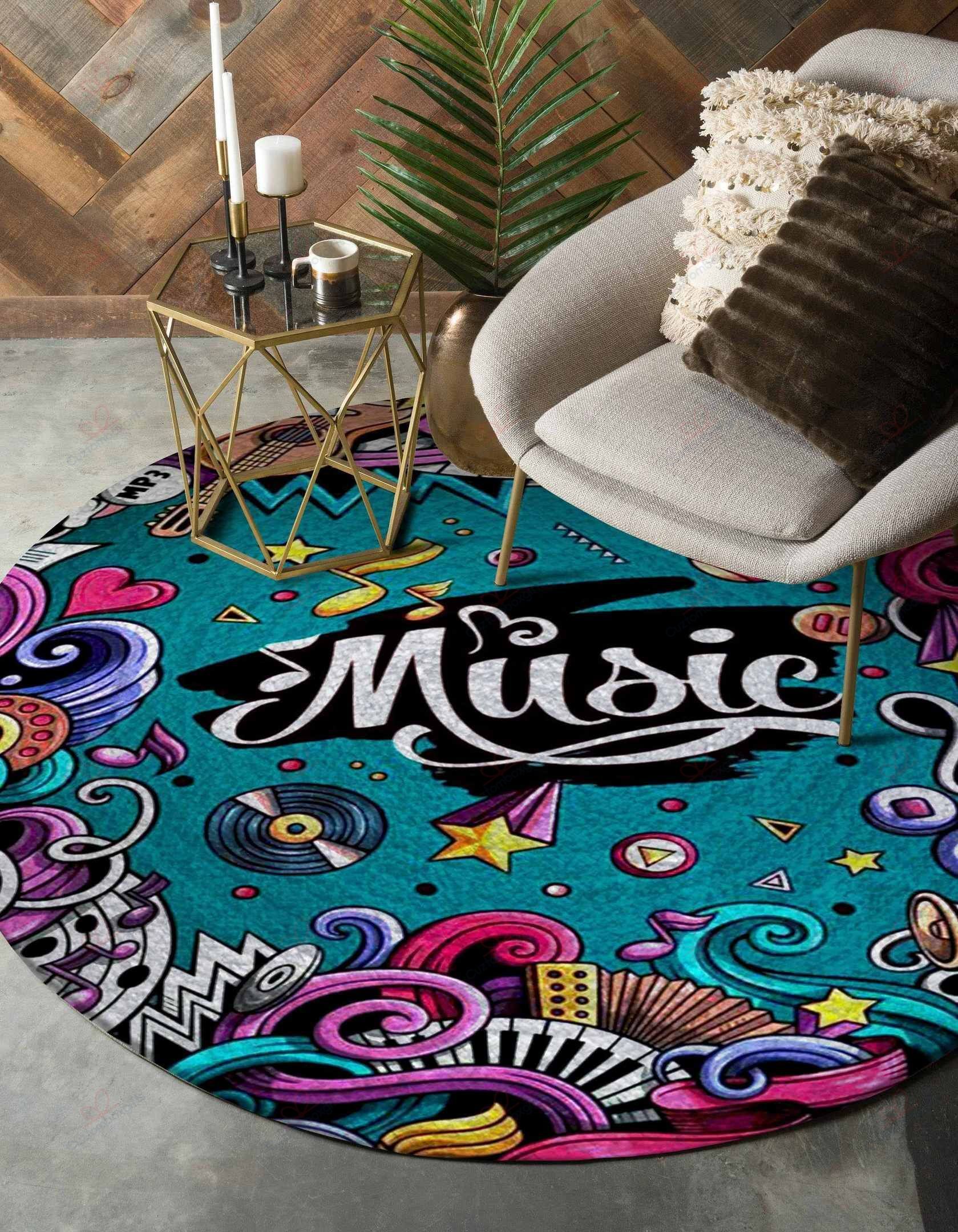 Music Pattern Round Carpet Floor Rug Living Room Bedroom Decor Round Area Rug Carpet Music Pattern Round Carpet Floor Rug Living Room Bedroom Decor Round Area Rug Carpet