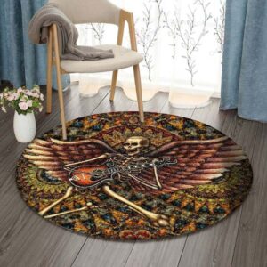 Music Skeleton Round Carpet Floor Rug Living Room Bedroom Decor Round Area Rug Carpet