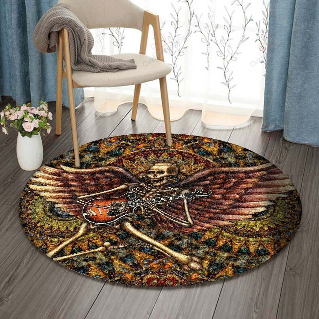 Music Skeleton Round Carpet Floor Rug Living Room Bedroom Decor Round Area Rug Carpet Music Skeleton Round Carpet Floor Rug Living Room Bedroom Decor Round Area Rug Carpet