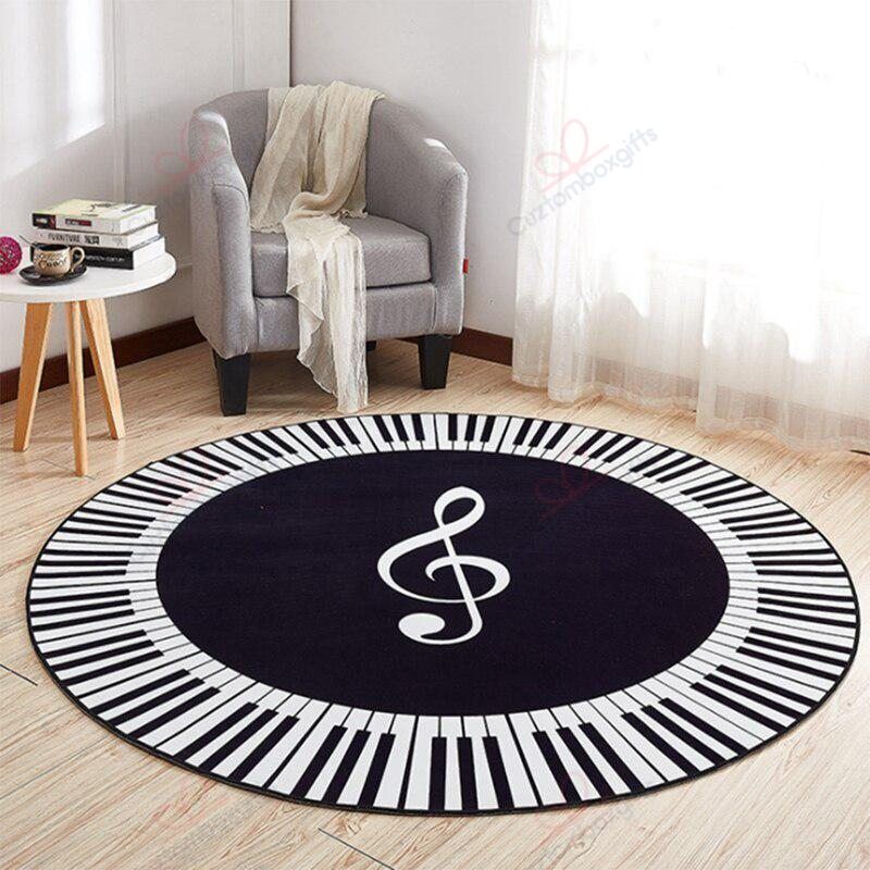 Music Symbol Piano Key Black White Round Carpet Floor Rug Living Room Bedroom Decor Round Area Rug Carpet Music Symbol Piano Key Black White Round Carpet Floor Rug Living Room Bedroom Decor Round Area Rug Carpet