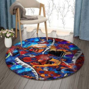 Musical Instrument Round Carpet Floor Rug Living Room Bedroom Decor Round Area Rug Carpet