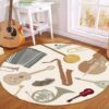 Musical Instrumental Round Carpet Floor Rug Living Room Bedroom Decor Round Area Rug Carpet
