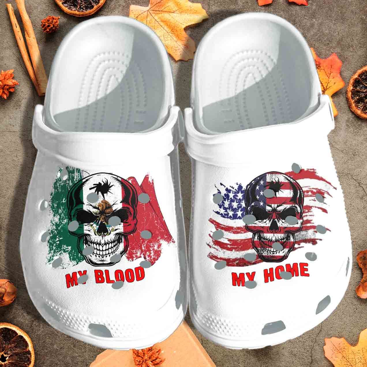 My Blood Mexico My Home Usa Flag Clog Crocs Clog Shoes Gift For Man Woman My Blood Mexico My Home Usa Flag Clog Crocs Clog Shoes Gift For Man Woman