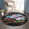 My Garden Flower And Strawberry Round Carpet Floor Rug Living Room Bedroom Decor Round Area Rug Carpet