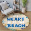 My Heart Is At The Beach Round Carpet Floor Rug Living Room Bedroom Decor Round Area Rug Carpet