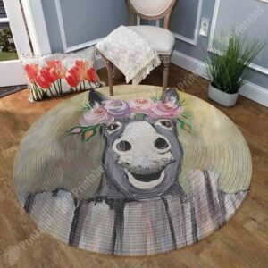 My Lovely Donkey Round Carpet Floor Rug Living Room Bedroom Decor Round Area Rug Carpet