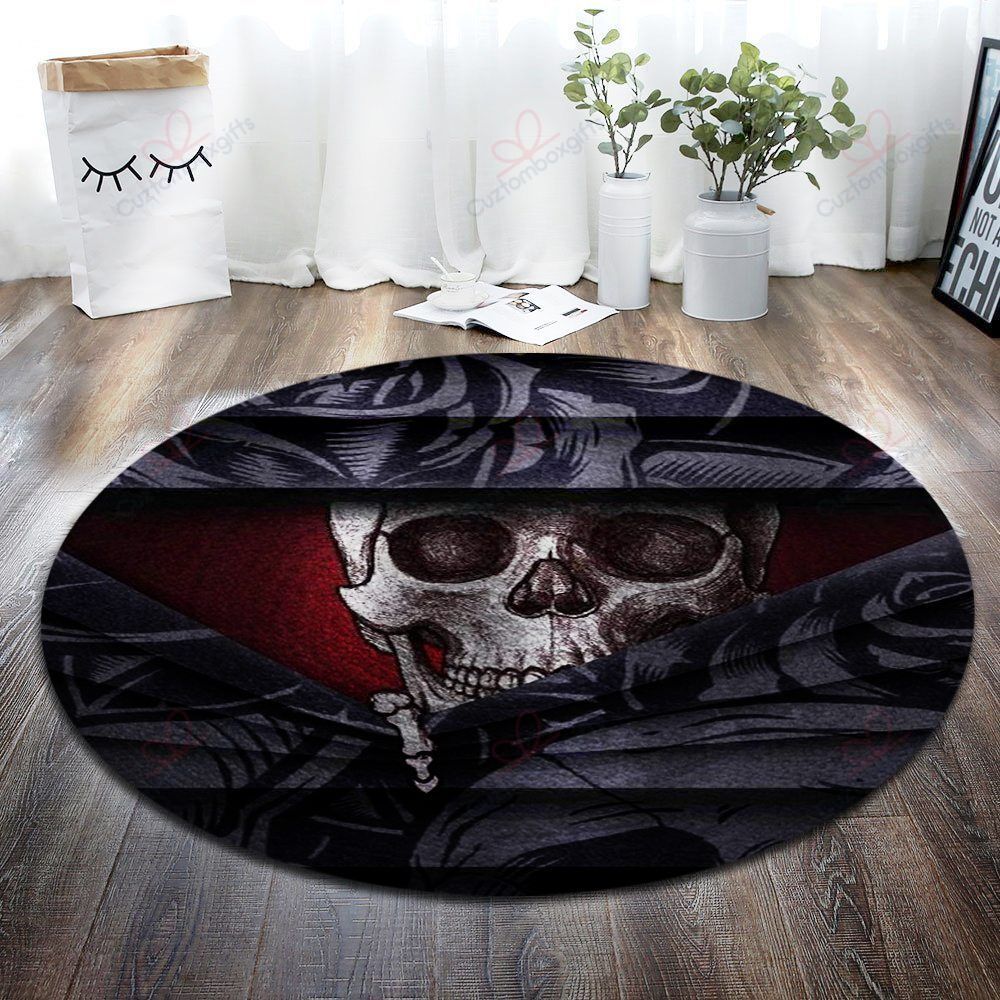 Mystery Skull Round Carpet Floor Rug Living Room Bedroom Decor Round Area Rug Carpet Mystery Skull Round Carpet Floor Rug Living Room Bedroom Decor Round Area Rug Carpet