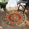 Namaste Pattern Round Carpet Floor Rug Living Room Bedroom Decor Round Area Rug Carpet