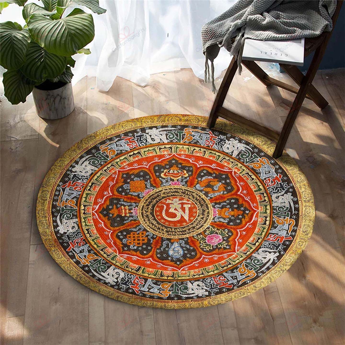 Namaste Pattern Round Carpet Floor Rug Living Room Bedroom Decor Round Area Rug Carpet Namaste Pattern Round Carpet Floor Rug Living Room Bedroom Decor Round Area Rug Carpet