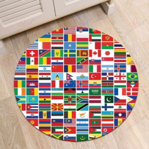 National Flags Of The World Round Carpet Floor Rug Living Room Bedroom Decor Round Area Rug Carpet