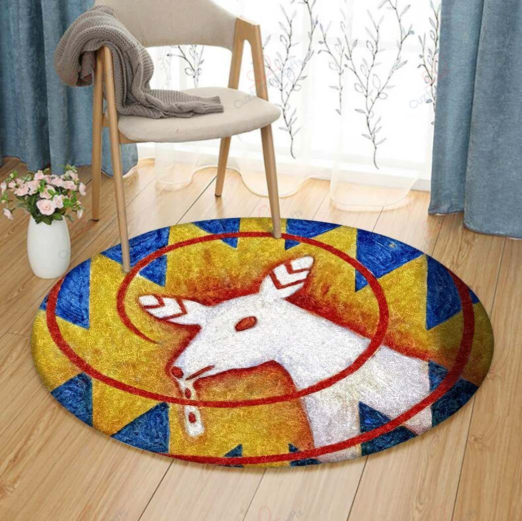 Native American Goat Round Carpet Floor Rug Living Room Bedroom Decor Round Area Rug Carpet Native American Goat Round Carpet Floor Rug Living Room Bedroom Decor Round Area Rug Carpet